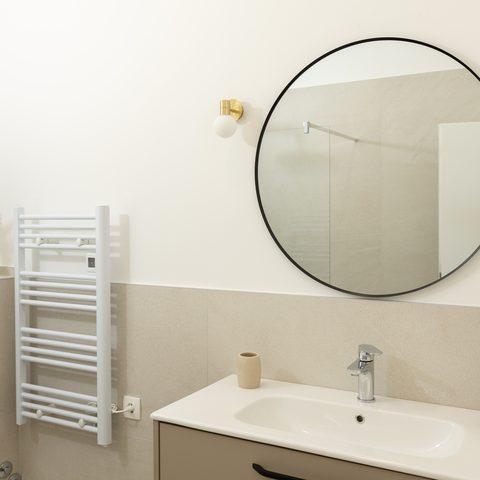 Bathroom with towel warmer
