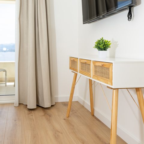 Bedroom desk corner with sea view